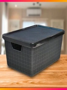 Caixa Organizadora Jutta 16 Litros Com Tampa Plástico - Preto - Visão 6