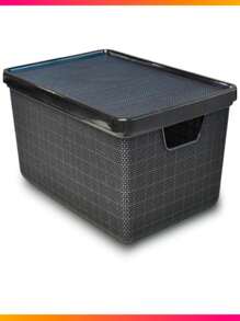 Caixa Organizadora Jutta 16 Litros Com Tampa Plástico - Preto - Visão 2