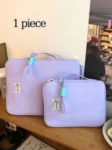 1 件笔记本电脑包 11 英寸/14 英寸/15 英寸电脑包纯色拼色字母休闲保护套小包文件包笔记本电脑内胆包电脑手提包包 11 14 15 英寸便携式桌包适用于 Mac Book ASUS 适合学生、女士、女孩和大学生适用于平板电脑手提包保护套 9-15 英寸兼容 Ipad Air 4 5 Pro 11 Mini 5 6 IPad 保护套适用于防震袋包返回学校 - 紫色 - 查看 2