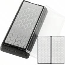 Diamond Sharpening Stone Double-Sided, Diamond Knife Sharpener Stone, Honeycomb Surface Plate With Non-Slip Base For Scissors Knives Outdoor Kitchen Sharpen Tools Coarse 600# / Fine 1200# - 灰色 - 查看 1