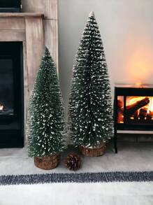 Snow Green Mini Artificial Christmas Tree, Small Christmas Tree, Christmas Home Decoration, Miniature Christmas Tree, Bottle Brush Tree, Suitable For Winter Furniture, Christmas Christmas Decorations Room Decor