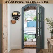 Soporte de pared para llaves - Ganchos para llaves para decoración de pared de sala de estar - Perchero de llaves de madera y organizador de correo con estante para artículos esenciales del hogar - Decoración de entrada moderna para el hogar con estética