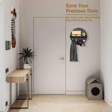 Soporte de pared para llaves - Ganchos para llaves para decoración de pared de sala de estar - Perchero de llaves de madera y organizador de correo con estante para artículos esenciales del hogar - Decoración de entrada moderna para el hogar con estética