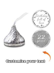 96pcs Custom Have A Happy Lithday Wedding Stickers, Personalized Chocolate Kisses Wedding Anniversary Stickers, Custom Party Favor Labels Wedding Stickers, Bridal Shower Engagement Party Decorations, Kiss Gift Decorations (2 Styles To Choose From)