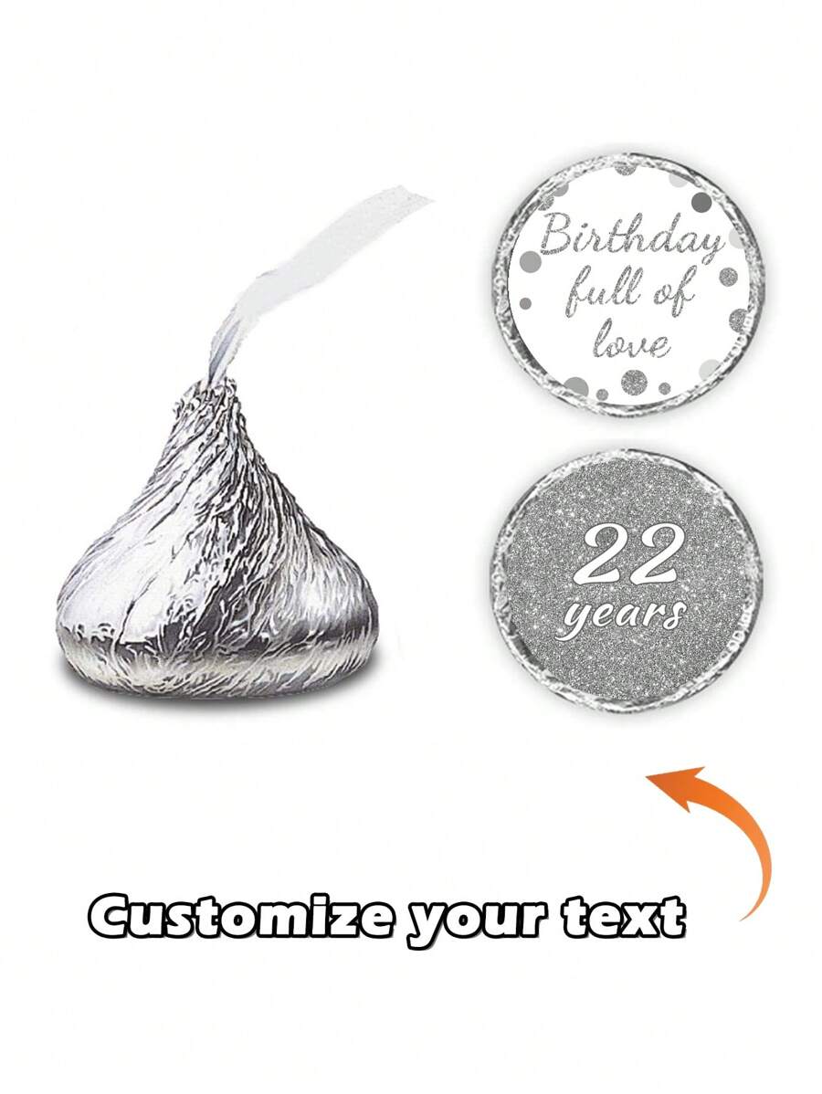 96pcs Custom Have A Happy Lithday Wedding Stickers, Personalized Chocolate Kisses Wedding Anniversary Stickers, Custom Party Favor Labels Wedding Stickers, Bridal Shower Engagement Party Decorations, Kiss Gift Decorations (2 Styles To Choose From)