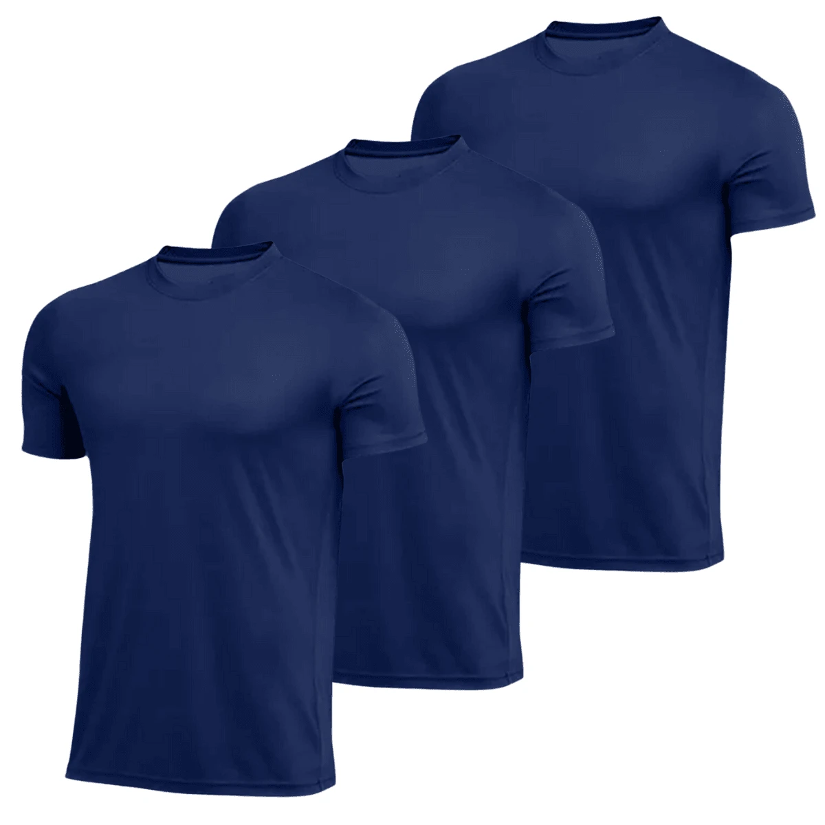 Kit 3 Men's Dry Fit Premium Anti-Sweat Sports T-Shirts - 藏蓝色 - 查看 1