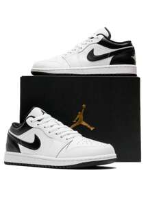 Nike Air Jordan 1 Low White Black Reverse Panda 553558-132 Men's Fashion Sneaker New - 黑與白 - 查看 7