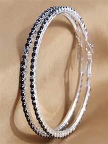Exaggerated Large Hoop Earrings For Women, Simple Fashion Rhinestone Decor Big Circular Earrings - Multicolor - View 17