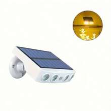 1 件装太阳能安全 4 个 LED 灯户外装饰传感器运动 3 种照明模式街道防水灯内置 18650 锂电池壁灯夜间工作灯适用于花园 - 彩色 - 查看 16