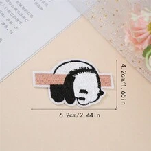 1pc Panda Applique Patch With Heat-Seal, Embroidered Cartoon Panda Mend Patch For Clothing Rips And Holes - Multicolor - View 11