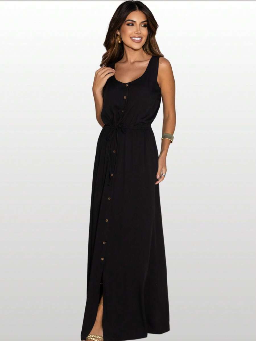 Women's Elegance Dress Versatile Long Strap Party Dresses Pink Casual Fashion Elegance - màu đen - Xem 1