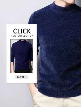 Men's Solid Color Knitted Pullover Sweater For Fall/Winter