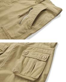 TRGPSG Men's Cotton Cargo Pants With 8 Pockets Camo Pants Outdoor Cargo Work Pants(No Belt) - 卡其色 - 查看 3