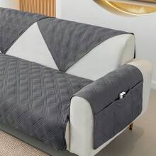 1pc Solid Color Waterproof Slipcover, Anti-Slip Pet Sofa Protector, Furniture Cover For Bedroom, Office, Living Room, Home Decor (Sold Individually, Armrests And Backrests Need To Be Purchased Separately)