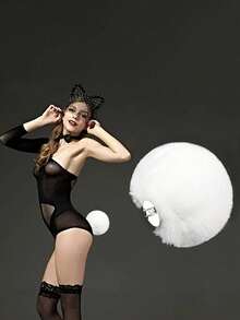 1Pc Bunny Tail Bunny Cute Cosplay Costume Costume Party Gothic Lolita Bunny Tail Plush Ball Decoration Props, Halloween - Multicolor - View 1