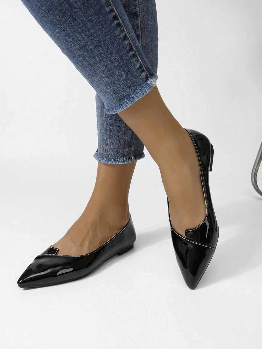 Neue spitz zulaufende Damen Große Größenschuhe, weich sohliger Mokassin Schlüpfschuh für Lässig-Stil