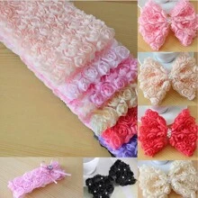 6 filas Flor de rosa 3D Cinta de encaje de borde de gasa 9 cm de ancho Estilo vintage Adornos de bordes Tela bordada Aplicación de costura Diy Vestido de novia Ropa Decoración de lazo