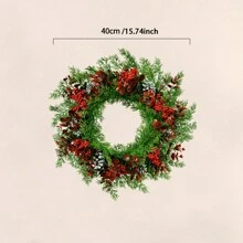 1 vòng hoa lễ hội Giáng sinh đường kính 40cm/15,74 inch, phong cách Châu Âu và Mỹ, thích hợp để trang trí nhà cửa dịp Giáng sinh, trang trí cửa và tủ quần áo, quà tặng tốt nhất - màu xanh lá - Xem 4