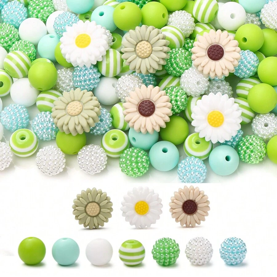 76pcs 12mm Small Daisy Flower Silicone Beads For DIY Jewelry Making Of Necklace, Bracelet, Keychain, Anti-Lost Wristband Valentines