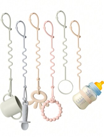 3 Packs Silicone Straps For Baby, Stretchable Silicone Pacifier Chains, Adjustable Baby Bottle Straps, Applies To Car Seat ,Teether , High Chair, Stroller Accessories