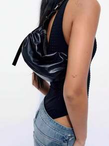 Autumn/Winter New Women Pleated Design Armpit/Crescent Shoulder Bag, Suitable For Office Commuting, White-Collar Worker, Selfies, Students Of High School And University