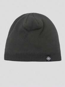 1pc Men's Dual Layer Thermal Lined Knit Cap, Solid Color Winter Warm Beanie Hat For Outdoor Sport, Travel, Riding, Casual Comfortable Snowflake Pattern Suitable For Daily Wear Halloween