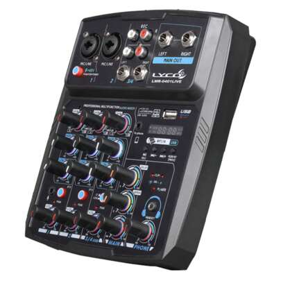 Mesa de Som 4 Canais LMR-0401UB USB Player e Rec, Bluetooth, EFX Delay, e Função Interface USB Lyco