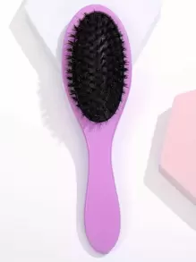 1pc Oval Shaped Purple Wood Hair Brush, Suitable For Daily Hairstyle Care,Hair Brush,Comb,Hair Tools,Hair Products And Accessories For Barber Salon Beauty Travel Essentials