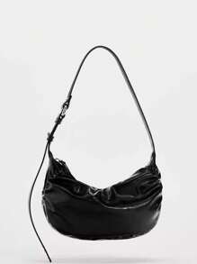 Autumn/Winter New Women Pleated Design Armpit/Crescent Shoulder Bag, Suitable For Office Commuting, White-Collar Worker, Selfies, Students Of High School And University