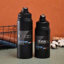 1pc Simple Large Capacity Stainless Steel Insulated Water Bottle Outdoor Hiking Sports Portable Straight Design Water Cup Customized