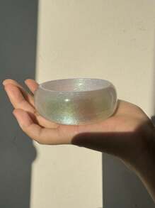 1 件不对称几何形状彩虹全息树脂手链，时尚简约秋冬装饰 - 彩色 - 查看 4