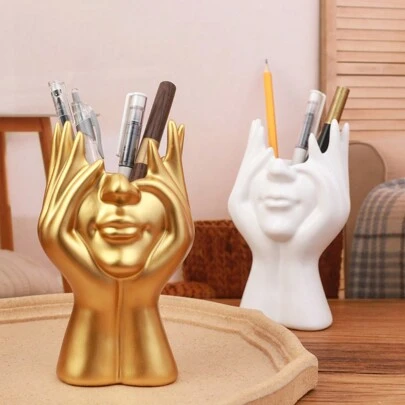 1个精美人体艺术笔筒 - 高级桌面收纳盒，美观大方，是办公室、宿舍和家居装饰的理想之选。引人注目的办公桌配件，办公用品。