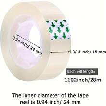 6 piezas/10 piezas Paquete de cinta adhesiva transparente pequeña para útiles escolares, manualidades y oficina, 18mm de ancho - Multicolor - Ver 7