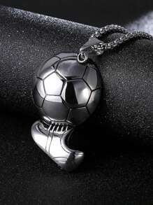 suteyi 1 Football Pendant Necklace, Fashionable Retro Titanium Steel Boy Necklace, A Gift For Football Enthusiasts
