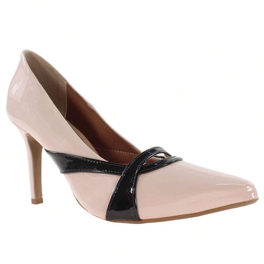 Nude Pumps With Thin High Heels And Black Patent Leather Detail ER317 - Màu hồng gỉ - Xem 1