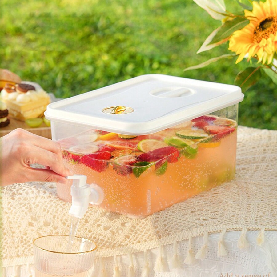 [Picnic Essential]1pc 3L Clear Water Dispenser With Faucet, Summer Cold