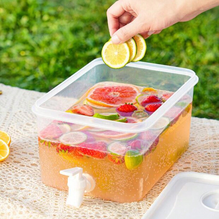 [Picnic Essential]1pc 3L Clear Water Dispenser With Faucet, Summer Cold