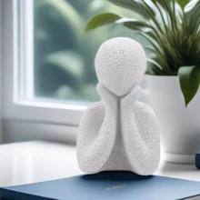 1 件 3 口之家雕像，陶瓷思想家风格雕塑，送给家人和艺术爱好者的礼物，创意客厅卧室办公室装饰架子装饰拥抱情侣雕像陶瓷情侣雕像人物咖啡桌装饰