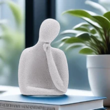 1 件 3 口之家雕像，陶瓷思想家风格雕塑，送给家人和艺术爱好者的礼物，创意客厅卧室办公室装饰架子装饰拥抱情侣雕像陶瓷情侣雕像人物咖啡桌装饰