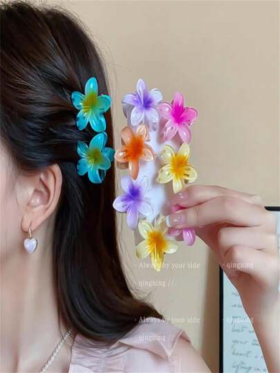 Com  12pecas Presilha Flor verão Pequeno piranha de cabelo prendedor / Grampo De Cabelo Flor De Feriado De Praia Barrettes Acessórios