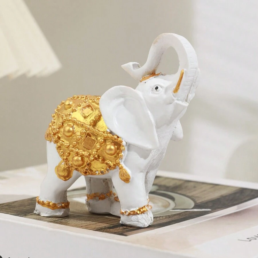 1pc Lucky Elephant Home Decoration Ornament,Cute Ornament, Home Living Room Bar Cafe Decor Ornament, Room Decor Tabletop Display Ornament - Multicolor - View 1