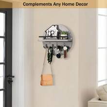 Soporte de pared para llaves - Ganchos para llaves para decoración de pared de sala de estar - Perchero de llaves de madera y organizador de correo con estante para artículos esenciales del hogar - Decoración de entrada moderna para el hogar con estética