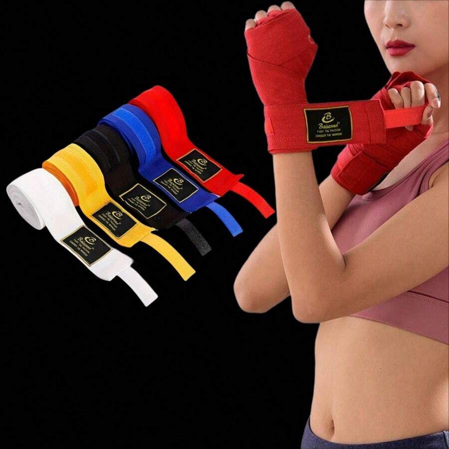 1 Pair Boxing Wraps Sports Bandages Hand Wraps For Punching Bag Martial Arts Training, No Stretch Fabric Wrist Wraps (Non-Elastic) - Blue 1.5m - View 1