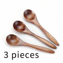 1/3/6件套木制茶勺/蜂蜜勺，适用于咖啡、茶、搅拌 - 硬木和竹制厨房用具、厨房、圣诞礼物、学校用品 - 彩色 - 查看 11