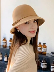 1 件女士羊毛毡帽，优雅法式复古波西米亚风休闲帽，温暖冬季渔夫帽，适合日常佩戴