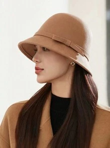 1 件女士羊毛毡帽，优雅法式复古波西米亚风休闲帽，温暖冬季渔夫帽，适合日常佩戴