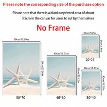 3入組海景畫作,藍色沙灘海星風景的畫布繪畫-令人驚嘆的旅遊風景海報,適用於客廳裝飾和家居裝飾,不含框架 - 彩色 - 查看 2