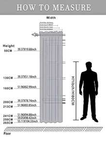 1 rèm cản sáng màu xám nhạt, rèm cản sáng cách nhiệt chặn tia UV, thích hợp cho phòng khách, phòng ngủ, làm tối phòng khi mất điện, mùa thu/đông - Màu Xám nhạt - Xem 2