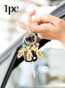 1pc Personalized Birthstone Custom Keychain With Name, Stainless Steel Personalized Keychain For Men Women With 1-5 Charms Custom Family Keyring Gift For Mother, Customized Name Keychain, Birthday Gift Cute, Adorable, Contracted, Funny, Kawaii, Stylish, Fall Fashion, Casual, Cuties Custom, Personalized, Unique, Customized Ideal Gifts For Him Family,For Office,For School,For Classroom,For Teacher Gifts,For University,For Colleague,For Dorm Rooms