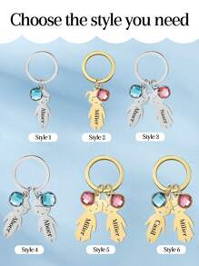 1pc Personalized Birthstone Custom Keychain With Name, Stainless Steel Personalized Keychain For Men Women With 1-5 Charms Custom Family Keyring Gift For Mother, Customized Name Keychain, Birthday Gift Cute, Adorable, Contracted, Funny, Kawaii, Stylish, Fall Fashion, Casual, Cuties Custom, Personalized, Unique, Customized Ideal Gifts For Him Family,For Office,For School,For Classroom,For Teacher Gifts,For University,For Colleague,For Dorm Rooms